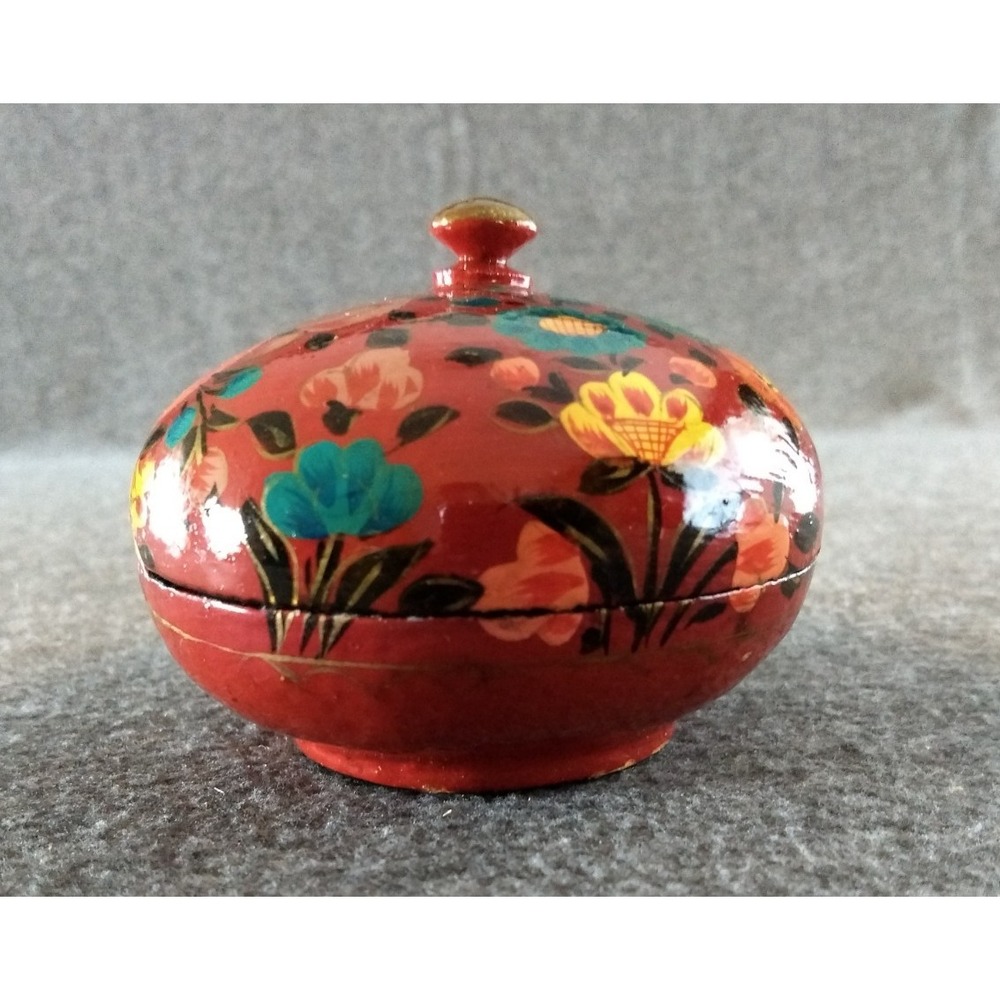 Enesco Floral Wooden Trinket Box Handpainted‎ Museum American Folk Art Gift Box - Picture 7 of 16